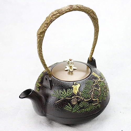 KYUSAR Japanese Cast Iron Teapot Chinese Teapot 1.2L/1200ML Japanese Cast Iron Tea Pot Japanese Kettle Hand-Painted Kettle Teapot for Family Afternoon Tea Tetsubin Tea Pot - Image 4