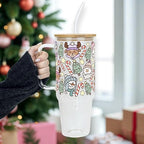 Sip-Sip Hooray! Christmas Cuties 40oz Glass Tumbler with Lid and Straw - Image 3