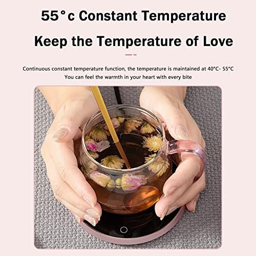 Electric Cup Warmer Temperature Control Smart Coaster with 2 Heating Modes, Coffee Mug Warmer with Auto-Off Timer, Enlarged Waterproof Beverage Heating Plate, Warm Gift for Your Love,Pink - Image 7