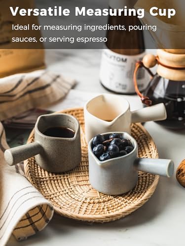 YHOJOY Espresso Measuring Cup Ceramic Espresso Cup Double Spouts Expresso Shots Cup with Handle 3 Oz/ 90 Ml - Image 5