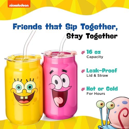 Dragon Glassware x SpongeBob SquarePants Glass Cups, 16 oz Set of 2 - Faces - Image 3