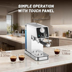 20 Bar Espresso Machine with Milk Frother, Semi-Automatic Espresso Machine with Pressure Gauge & Touchscreen, Compact Stainless Steel Espresso Maker for Home & Office, 51mm Portafilter, Silver - Image 2