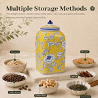12.5" H Ceramic Kitchen Canisters for Countertop, Tea & Coffee Bean Storage Canister with Airtight Lid, Hand-painted Chinoiserie Decor Ginger Jar for Home Decor, 155 fl oz - Yellow Peony - Image 3