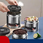 Stainless Steel Coffee Canister,Vacuum Sealed Coffee Container 304 Stainless Steel Press Type Airtight Food Storage Container for Coffee Beans Tea Nuts 1100ML Stainless Steel Color(1600ML-Silver) - Image 2