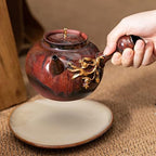 Tea Pots For Loose Tea Colored Gold Engraving Soaking Teapot Red Kiln Variable Burning Tea Tea Set Household Craft Teapot Tea Infuser Pot(B) - Image 4