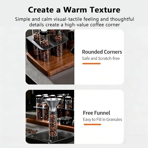 Single Dose Coffee Bean Cellars 8 Pcs, Coffee Bean Container, with Walnut Wood Base, Funnel, One-Way Exhaust Valve, 22-23g Capacity, for Coffee Bean Cellars - Image 5