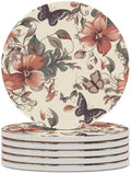 Natural Style Floral Decoration Coasters Round Coasters Set Ceramic Stone Coaster with Cork Base Coffee Cup Beverage Cup Mat Cute Funny Table Drinks Coaster for Mugs and Cups Office Kitchen by Unknown
