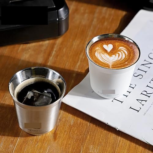 304 Stainless Steel Espresso Mugs 80ML Coffee Cups Insulated Double Wall Heat-insulating Safe Small Capacity Drink(Two Steel color) - Image 3