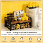 Tea Bag Organizer Holder, Wood Tea Organizers and Storage, 8 Compartments - Image 3