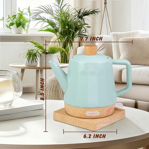 Electric Kettle Ceramic 1.2 qt, Automatic Shut Off, Fast Boiling Kettles Teapot, Hot Water Boiler For Coffee & Tea, Prevent Boil Dry, 1000W, Dusty Blue - Image 2