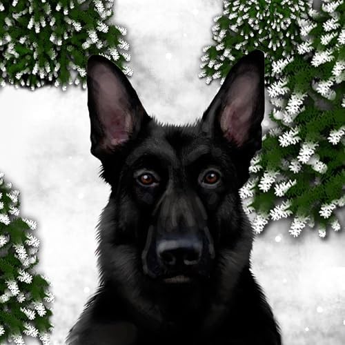 CafePress Black German Shepherd Dog Winter Tumbled Stone - Set of 4 Coasters Set of 4 - Image 2