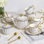 CwlwGO- Bone China Tea Cup Sets,15-Pieces Tea Cup and Saucer Set Service For 4 Whit 28 Ounces Teapot,Sugar Bowl,Creamer Pitcher and Spoons, Tea Gifts Sets For Women Patry. by HappleCwlwgoHome