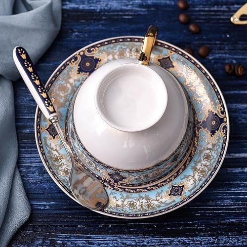 YUDIZWS Bone China Tea Cup Set with Gold Spoon And Gift Box, Tea Coffee Cups and Saucers Set of 1 Porcelain Tea Cup Coffee Mug for Home Kitchen Wedding Women's Tea Party,6pcs - Image 6