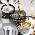 Milk Frother Handheld Whisk Stainless Steels Battery Powered Drink Mixer, Milk Frother Foamer & Mini Drink Mixer Coffee Frother, Electric Portable for Latte, Cappuccino, Hot Chocolate - Image 4