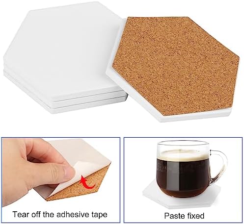 GNIEMCKIN 40 Pieces 3.75 Inch Hexagon Blank Ceramic Coasters, Unglazed - Image 3