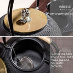 1200ml Handmade Tetsubin Cast Iron Kettle teapot with Stainless Steel Infuser Gas Stove Kettle Black Japanese Tea Pot-Iron Cover800ML - Image 5