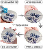 Coasters for Drinks Set of 8 with Holder Abstract Transparent Blue Flower Tulip Wood Grain Ceramic Cup Mat Absorbent Ceramic Stone Coasters with Cork Base for Coffee Cups Wooden Table Home Decor 4in - Image 3