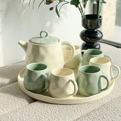 Water Pitcher Household Tea Set Fashionable teapot Ceramic Water Set with Cup Household Cup Living Room Water Cup Kettle Teacup Cup Tea Set Water Jug - Image 4