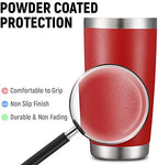 COMOOO 20oz Double Wall Vacuum Insulated Travel Mug, Stainless Steel Tumbler with Lid and Straw Durable Powder Coated Insulated Coffee Cup for Cold & Hot Drinks (Red, 4 PACK) - Image 4