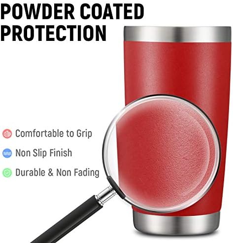 COMOOO 20oz Double Wall Vacuum Insulated Travel Mug, Stainless Steel Tumbler with Lid and Straw Durable Powder Coated Insulated Coffee Cup for Cold & Hot Drinks (Red, 4 PACK) - Image 4