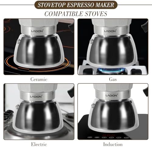LAOION Stovetop Espresso Maker, 6Cup Moka Pot, Espresso Machine - Image 4
