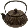 Iwachu Japanese Iron Teapot/Tetsubin, Gold and Black Chrysanthemum by Iwachu