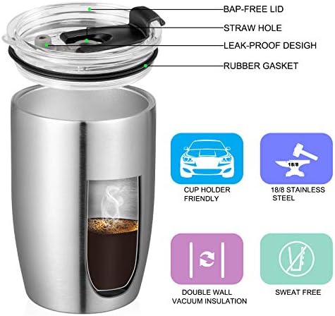 VEGOND Stainless Steel 12 oz Tumblers bulk Vacuum Insulated Double Wall Travel Tumbler with Lid and Straw Reusable Tumbler,Stainless 12 pack - Image 2