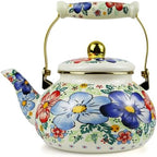 Floral Enamel Tea Kettle 2.5L Vintage Stovetop Teapot for Hot Water Tea by MersteadHome