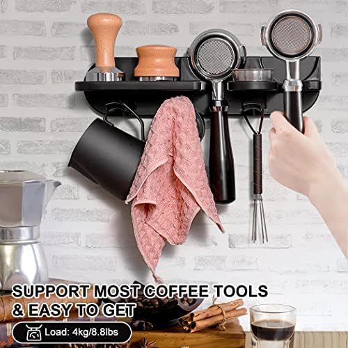 Espresso Tamper Holder Station Laelr Wall Mounted Coffee Station Organizer Coffee Distributor & Tamper 54mm/2.1'' Portafilter Storage Wall Shelf Espresso Accessories Organizer Rack for Bar Home Office - Image 3