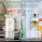 Bivvclaz 2 Pack 1.6 Liter 54 oz Glass Pitcher with Lid and Handle, Glass Carafe Water Pitcher for Hot/Cold Water, Iced Tea, Drinks, Coffee, Juice and Homemade Beverage - Image 5
