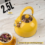 V&L 2.6 Qt Yellow Whistling Tea Kettle for Stovetop - Image 4