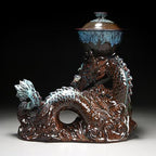 Chinese Gongfu Tea Set - Ceramic Teapot with Infuser, 8 Cups, Semi Automatic Dragon Design for Loose Leaf Tea - Image 4