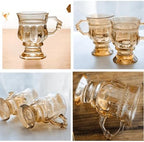 4pcs Vintage Irish Coffee Mugs, Crystal Clear Irish Coffee Glass with Handle, Small Footed Stem Base, Heat Resistant, Heavy Duty Cups for Hot Chocolate, Tea, Coffee, Beige - Image 5