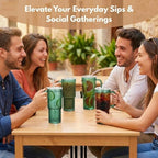 20 oz Green Glass Tumbler with Lid and Straw, Glass Iced Coffee Cups, Spill-proof Glasses Tumbler with Handle, Hobnail Glasses Drinking Set of 2, Vintage Glassware for Cocktail, Smoothies - Image 7