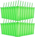 24 Pack Plastic Tumblers With Lids and Straws, Reusable Colorful Cups for Parties, Birthdays, Iced Coffee, Travel Mug, Cold Drinks (24 oz, Green) by LEIFEOSH
