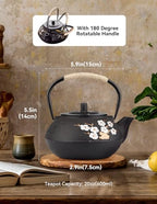 Japanese Cast Iron Teapot, 20oz/600ml Cast Iron Tea Kettle - Image 3