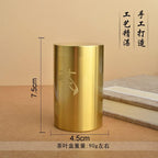 xiexuelian Brass leaf canister sealed tea storage device office desktop decoration tea carry-on storage portable travel Chinese style tea canister黄铜叶罐密封储茶器办公室桌面摆件茶随身仓便携旅行中国风茶叶罐 1Pcs(黄铜摆件-茶叶罐) - Image 4