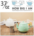 Toptier Cast Iron Teapot & Porcelain Teapot Set, 32 oz & 37 oz, Stovetop Safe, Green - Image 6