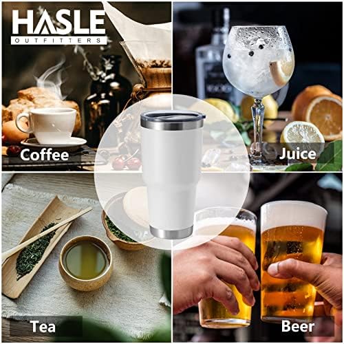HASLE OUTFITTERS 30oz Stainless Steel Tumbler, Double Wall Vacuum Insulated Travel Mug Tumbler, Durable Insulated Coffee Mug, Gift Box Set (White, 8) - Image 6