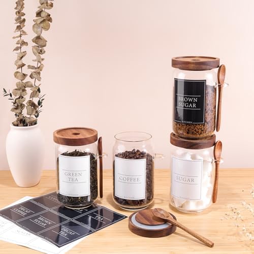 KOSKIMER Coffee and Sugar Container Set, Glass Coffee Jars with Wooden Lids - Image 7