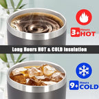 20oz Tumbler Insulated Coffee Tumblers with Lid Stainless Steel Grey 12P - Image 5