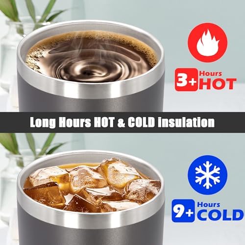 20oz Tumbler Insulated Coffee Tumblers with Lid Stainless Steel Grey 12P - Image 5