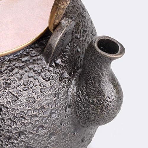 KYUSAR Japanese Cast Iron Teapot Chinese Teapot 1.2L/1200MlL Cast Iron Teapot Tea Pots Iron Teapot Uncoated Iron Teapot Copper Cover Craft Iron Pot Ornaments Tetsubin Tea Pot - Image 5