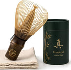 Handcrafted Kurotake Chasen Matcha Whisk & Absorbent Tea Towel Set by KOIMYSA