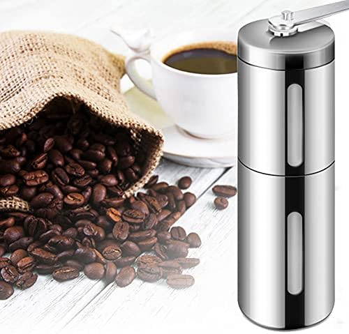 Coffee Accessories Stainless Steel Coffee Grinder, Mini Hand Manual Handmade Coffee Bean Burr Grinders Mill Kitchen Tool Ceramic Core Grinder Household Office (Color : Silver) - Image 4