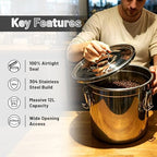 304 Stainless Steel Airtight Food Storage Container with Locking Lid & Clips 5.55gal/21L Large Kitchen Jar for Rice, Flour, Sugar, Grain, Coffee Beans - Image 6