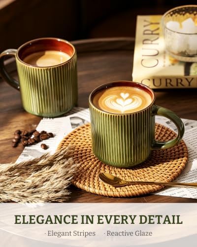famiware Coffee Mug Set of 6, Star 12 oz Ceramic Mugs Cups Set with Handle - Image 2