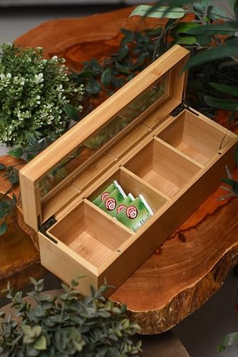 Acacia Wooden Tea Bag Organizers, Tea packet Storage Boxes, Tea Caddy for Tea Bags Chest, Teabag Holder Containers, Teabox Station Display, Organizador De Tes Caja Para Te, 8 Compartments - Image 3