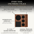 Kardox Walnut Espresso Tamping Station, Tamping Mat & Espresso Tool Organizer - Image 3