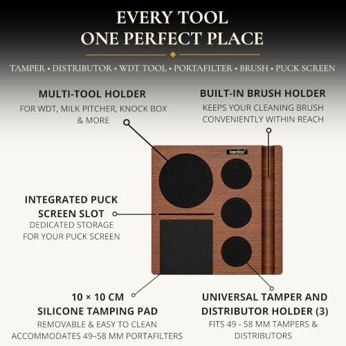 Kardox Walnut Espresso Tamping Station, Tamping Mat & Espresso Tool Organizer - Image 3